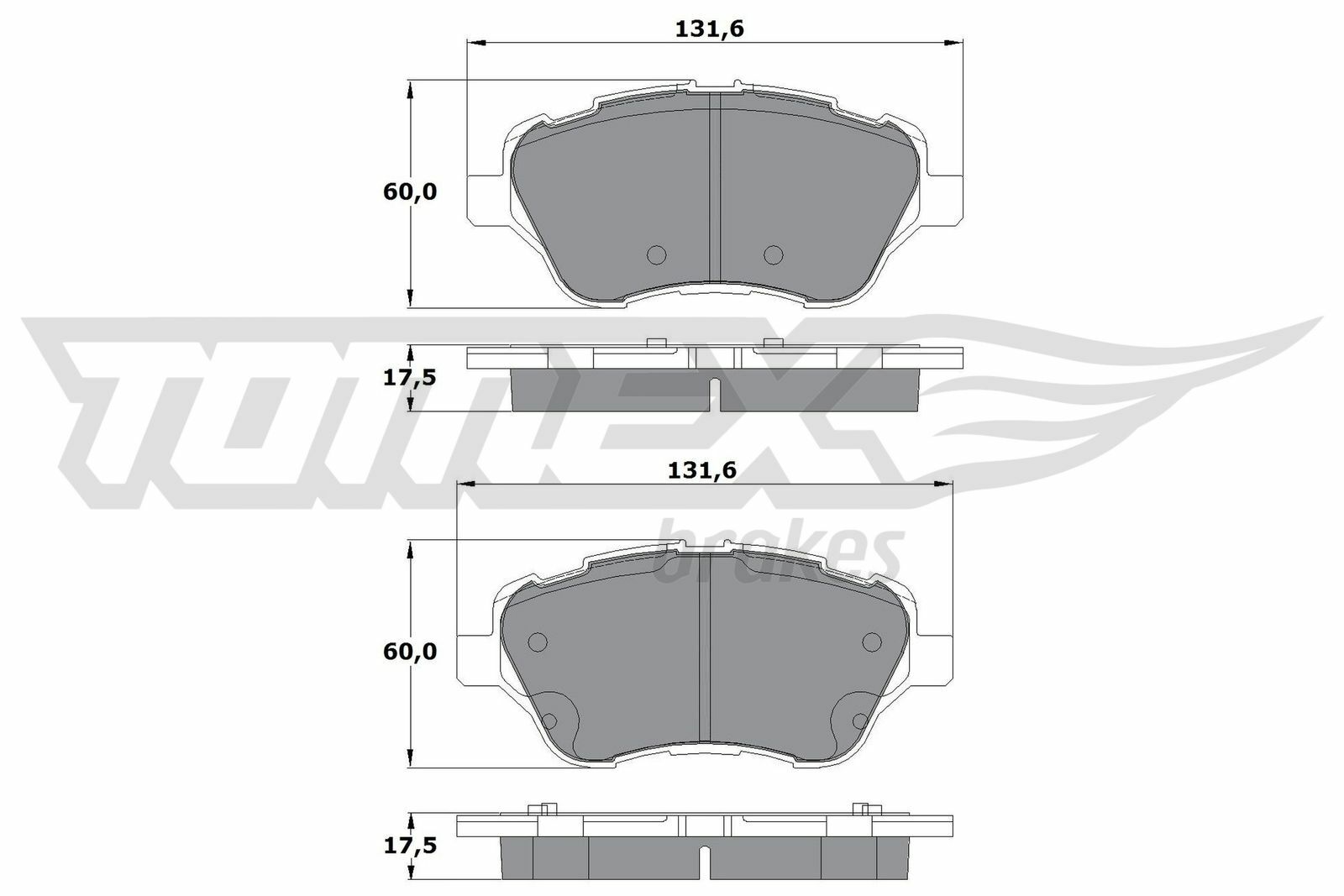 Sada brzdových destiček, kotoučová brzda TOMEX Brakes